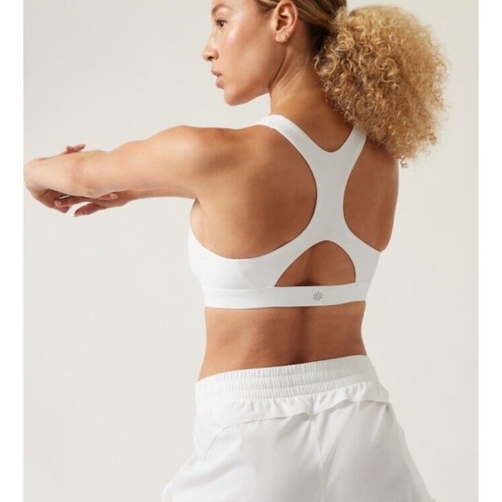 Athleta S Ultimate Zip Front Bra Size Small Cup A-C White - Picture 2 of 4